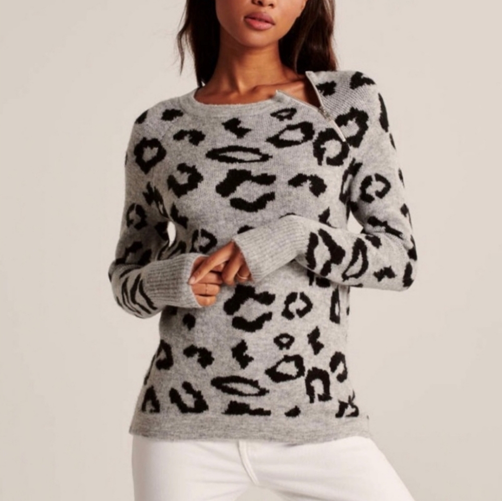 Abercrombie and Fitch Leopard Zipper Sweater